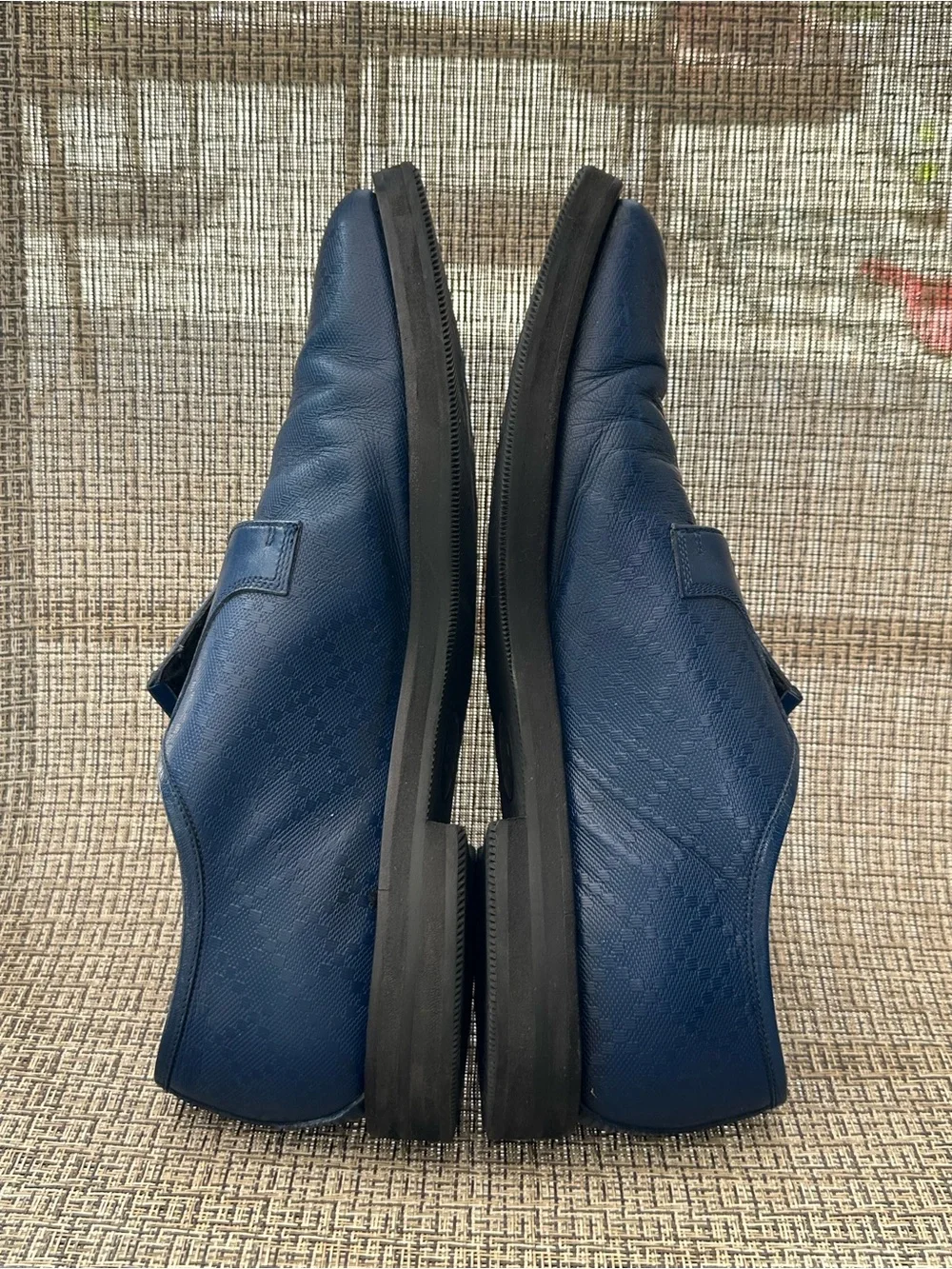 Gucci Derby Lace- Up Men’s Blue Leather Dress Shoes with COA.